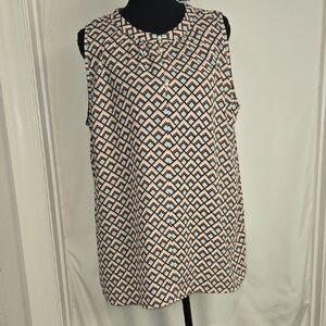 LOFT Multicolor Geometric Sleeveless Blouse